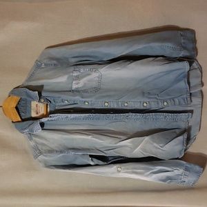Mossimo supply co denim chambray long sleeve button up shirt with roll tabs